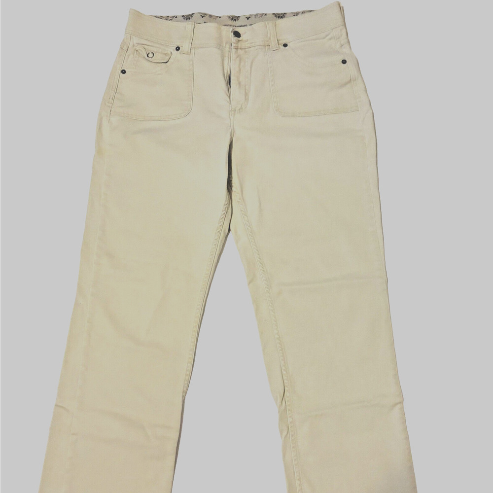 Riders Comfort no-gap waistband Women's Size 16/32M Khaki Jeans Straight Leg